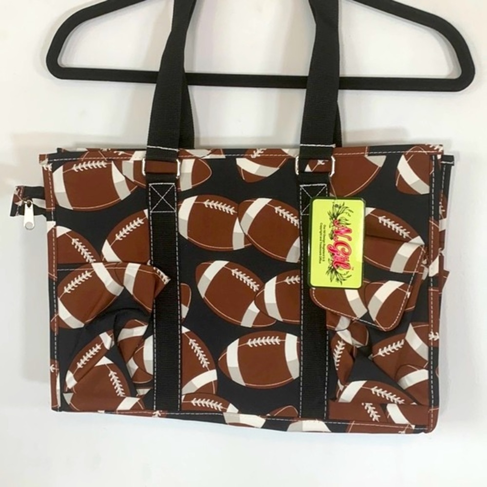 N.Gil Football Theme New In Bags Quantity 2 Zippered Tote Bags Shopping Bags